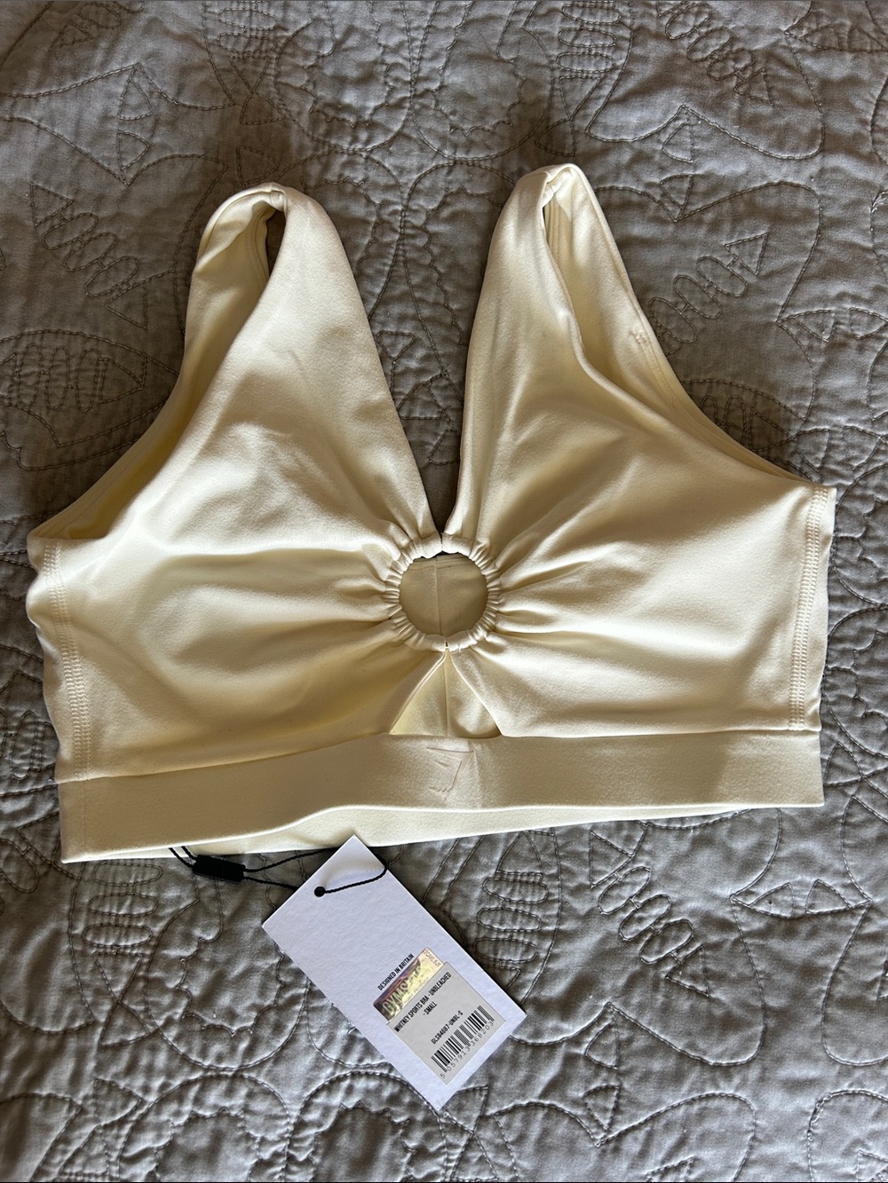 Gymshark Whitney Summons Cream Ring-Front Bralette - Women Intimates & Sleepwear